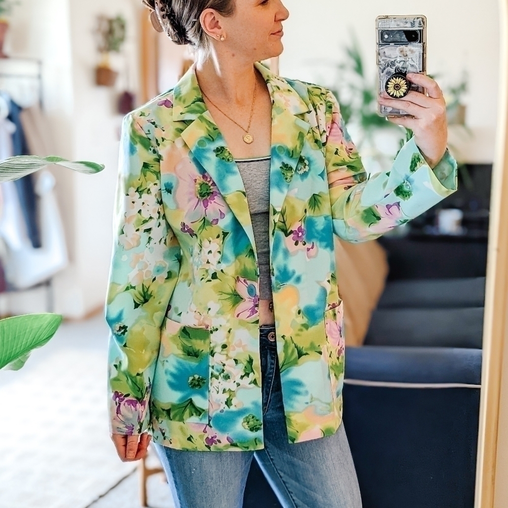 Vintage 90s BFA Floral Pastel Oversized Blazer Jacket